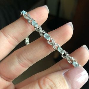 Blue Topaz & Diamond Tennis Bracelet